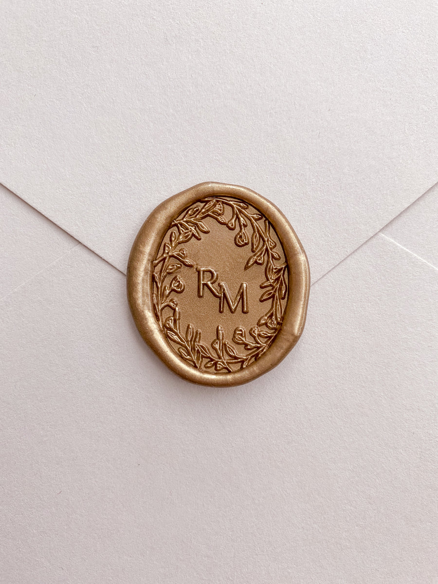 Custom Wax Seal Stamp - Custom Loving Heart with Diagonal initials Minimalist Wedding Wax Seal Stamp