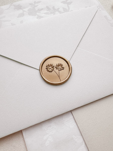 3D daisy floral wax seal with 3D engraving