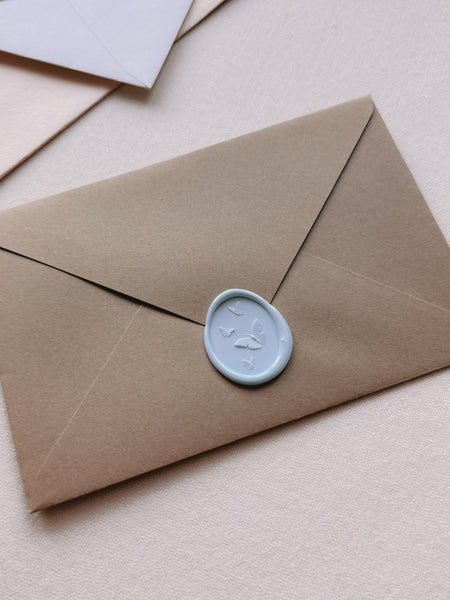 3D butterflies oval light blue wax seal