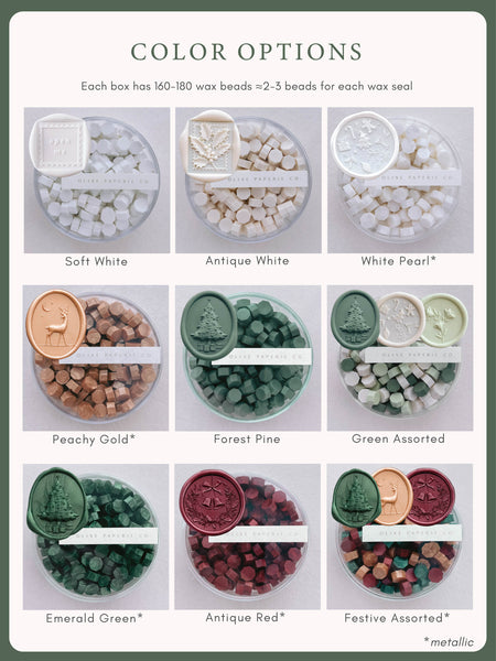 sealing wax bead color options for Christmas wax seal kit