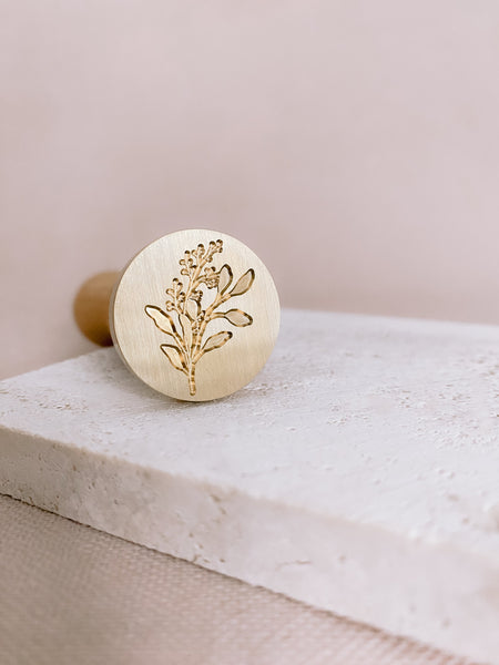 Eucalyptus leaf wax seal stamp brass stamp head