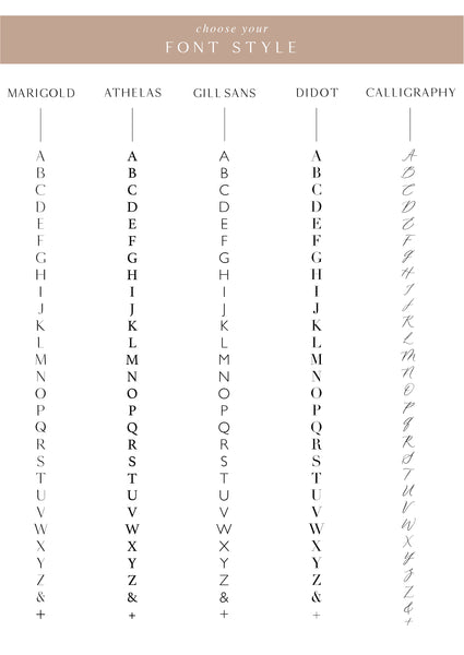 Font options for monogram personalization