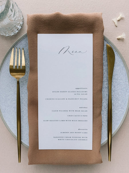 Card stock menu on plate table setting full view_front angle in design 3