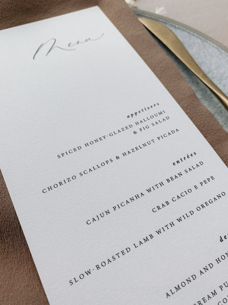 Card stock menu_closeup side angle in design 3