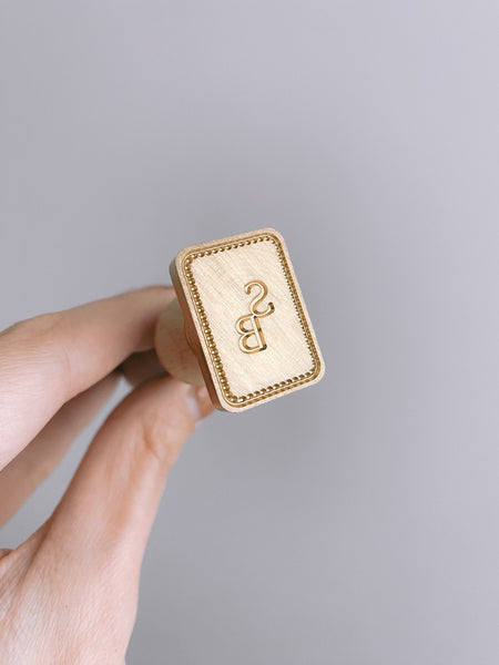 Monogram with border design rectangular wax seal brass head stamp