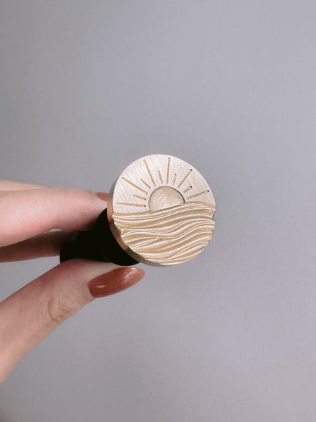 Sun and ocean waves wax seal stamp  featuring 3D engravings