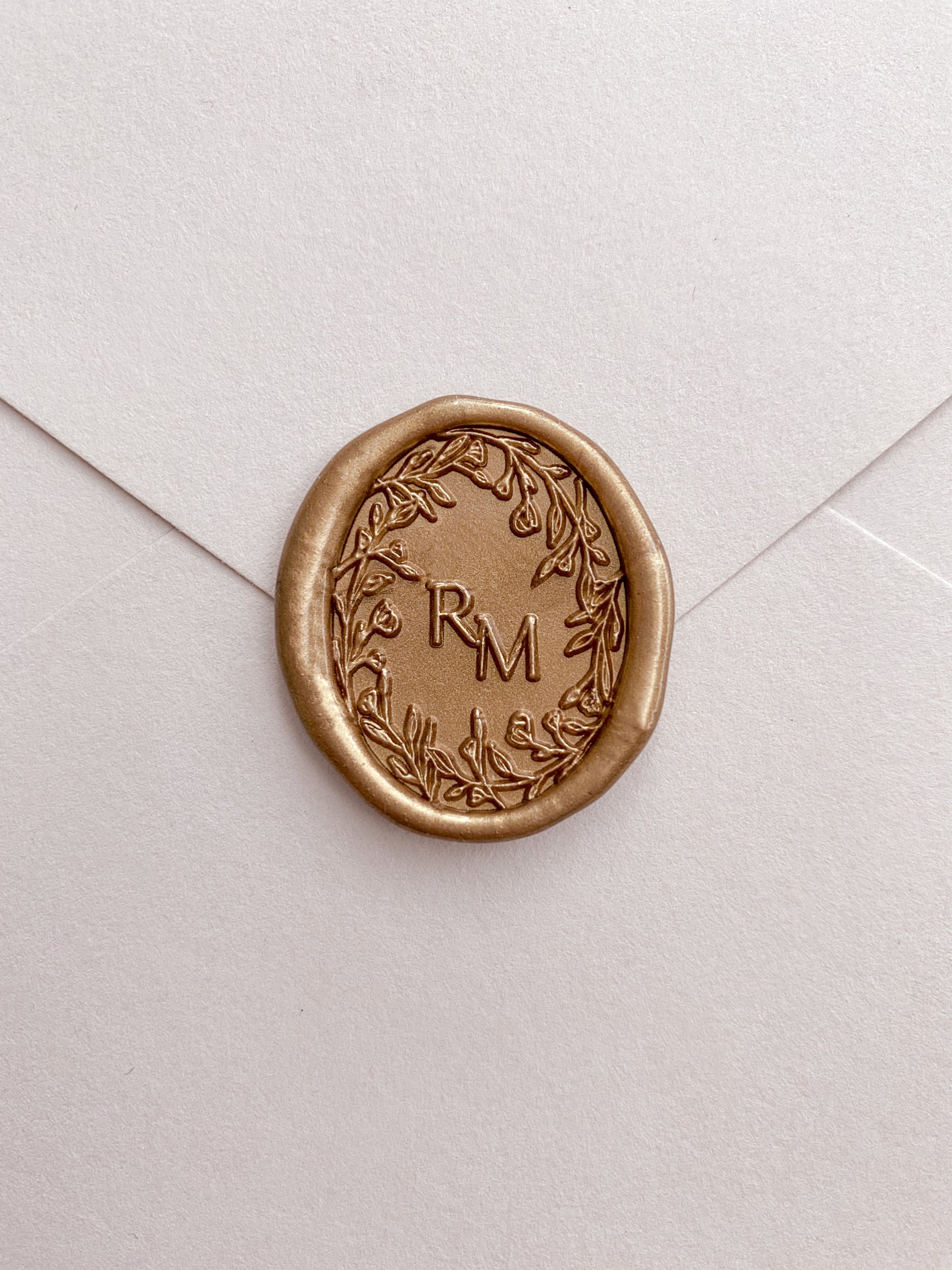 Oval Floral Crown Monogram Wax Seal Stamp