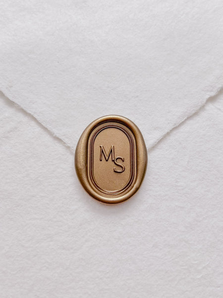 oval arch double border monogram gold wax seal