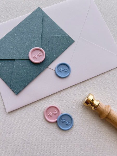 pink and blue 3D paw print mini wax seals