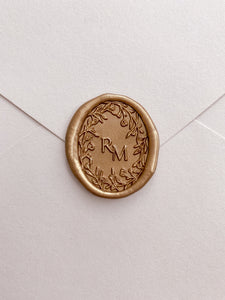 floral edge personalized initials wax seal in gold