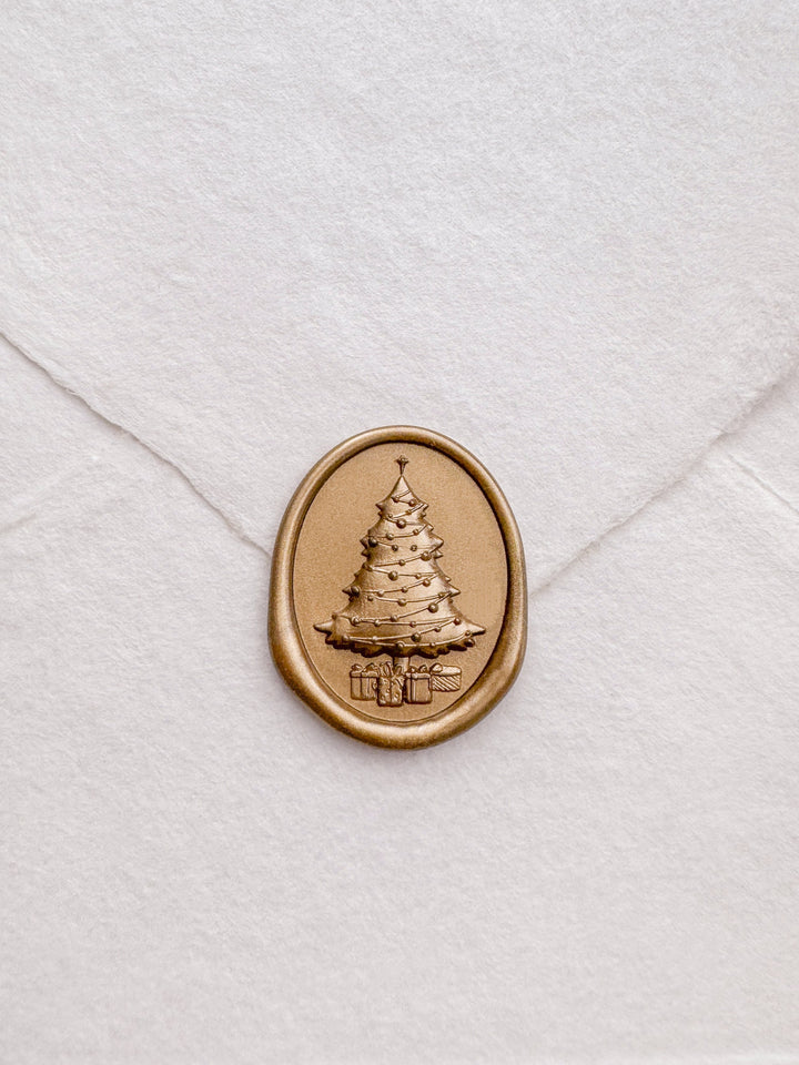 3D Christmas tree wax seal stamp with intricate engraving