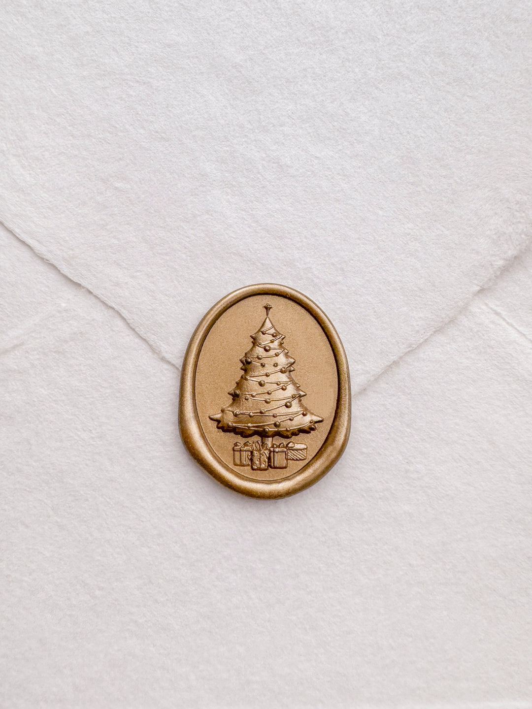 3D Christmas tree gold envelope stamp