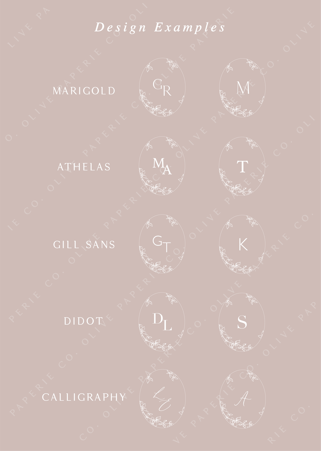 Custom monogram wax seal stickers font option design examples