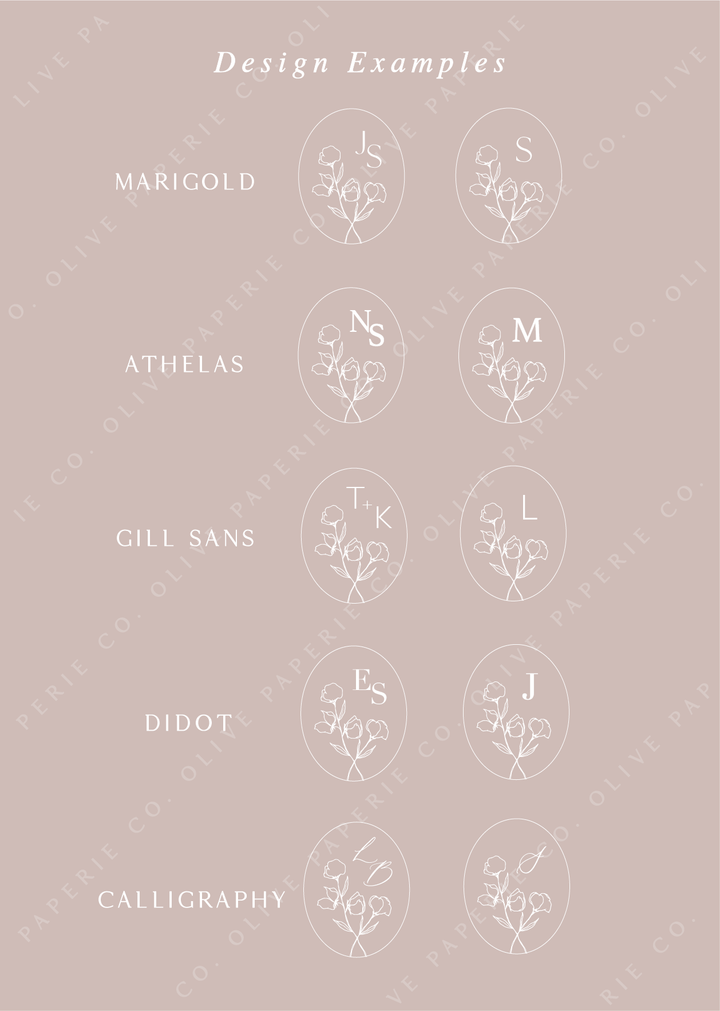 Monogram wax seal stickers font examples