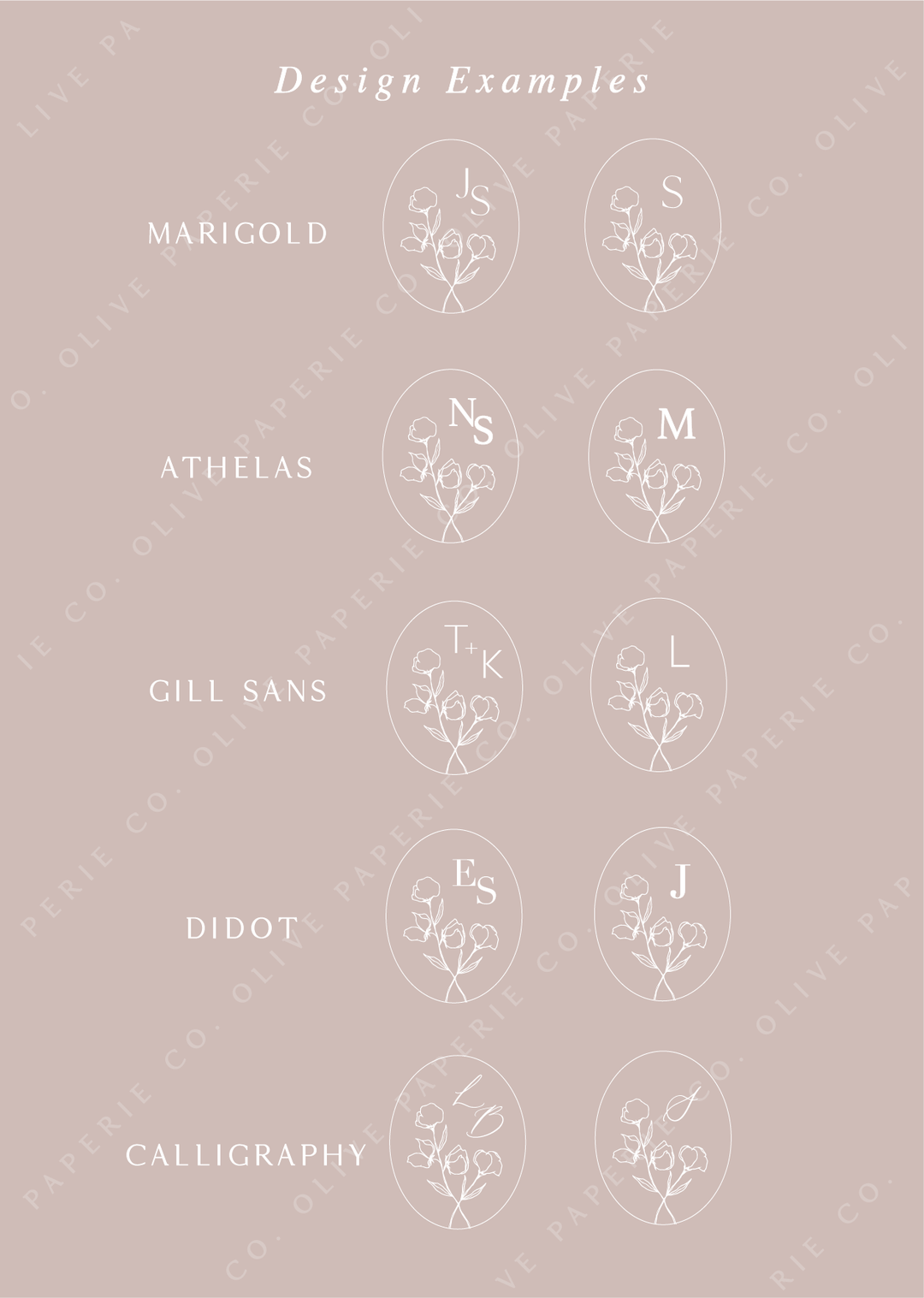 floral monogram wax stamp font options
