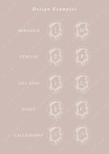 custom monogram wax seal stamp font option examples