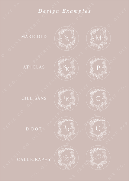 custom monogram wax seal stamp font option examples