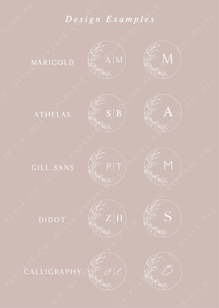 custom monogram wax seal stamp font option examples