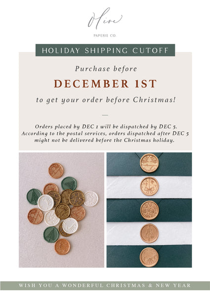 Wordings about holiday shipping cutoff details