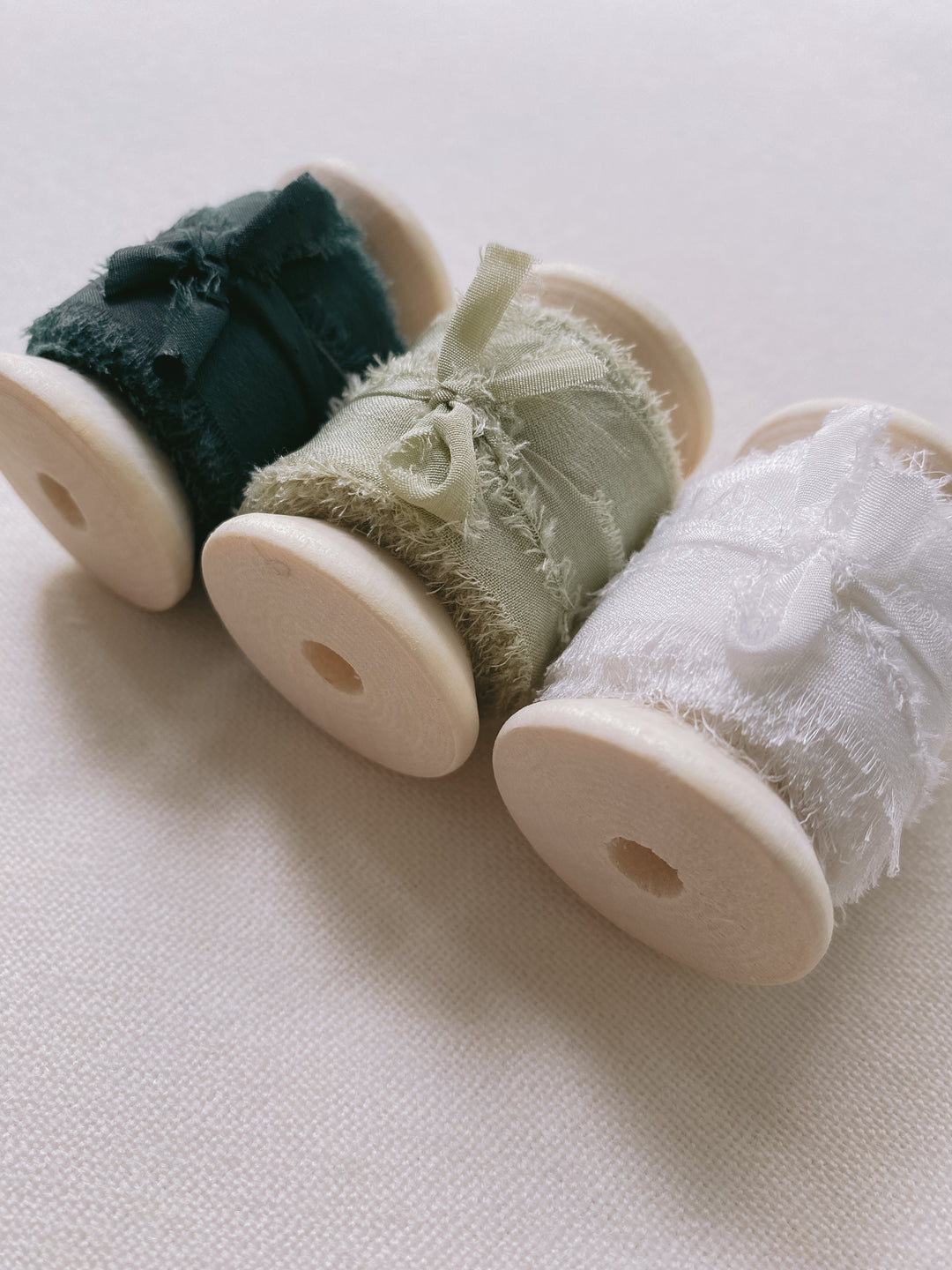 hand-dyed natural edge silk ribbon in Christmas colors 