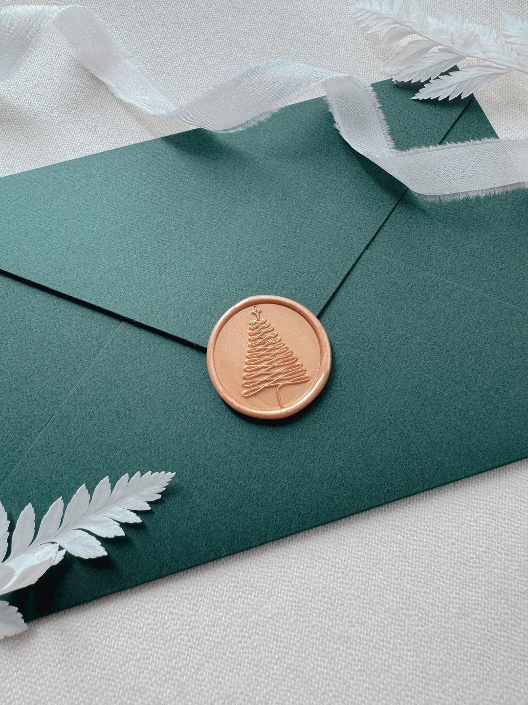 Peachy gold Christmas tree wax seal