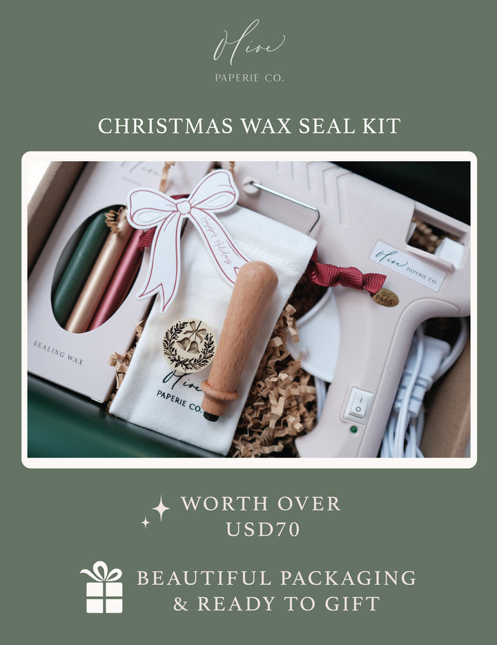 Christmas wax seal stamp kit with wax stamp and wax seal tools, hot glue gun and sealing wax sticks