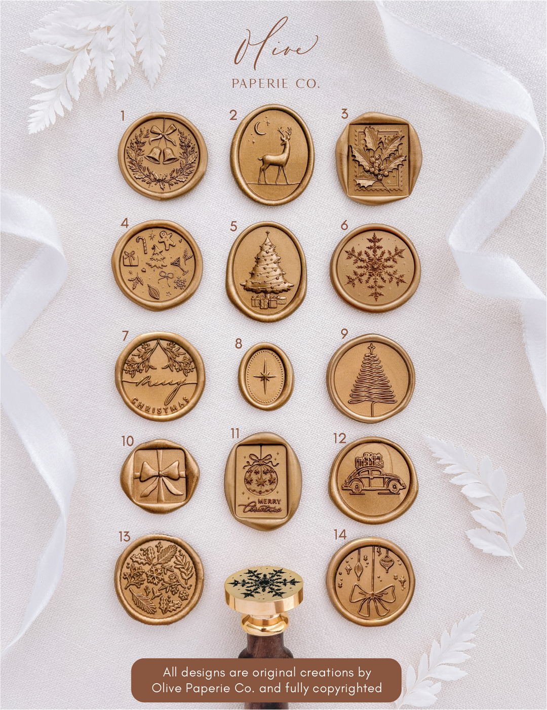 Christmas festive wax seal design collection 