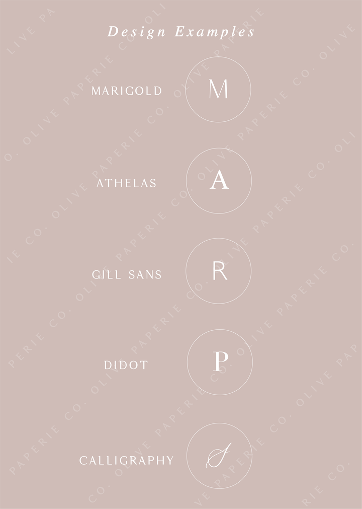 custom monogram wax seal stamp font option examples