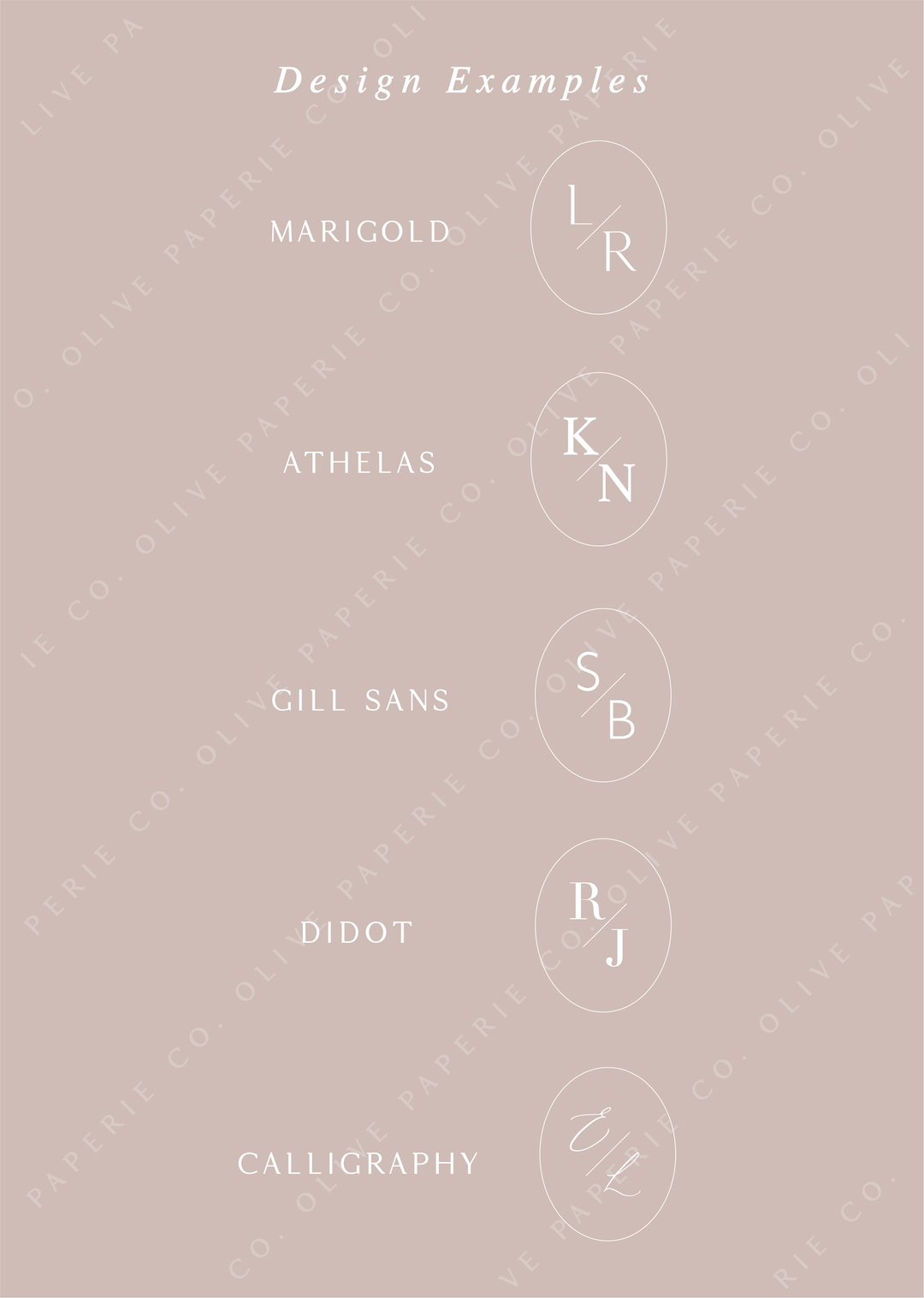 Personalized monogram wax seal stickers design examples featuring custom initials in different fonts