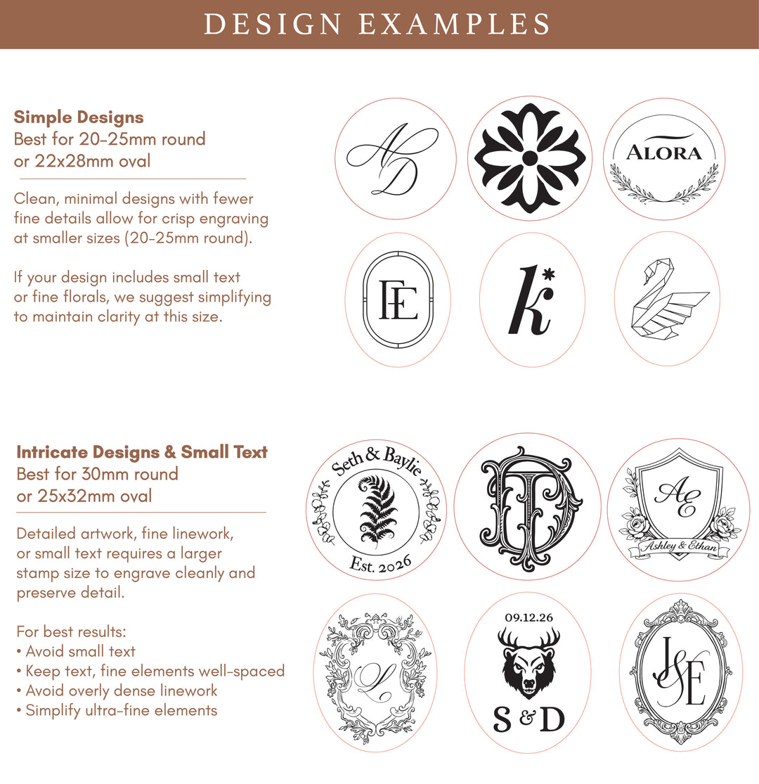 Custom logo wax seal stamp design examples 