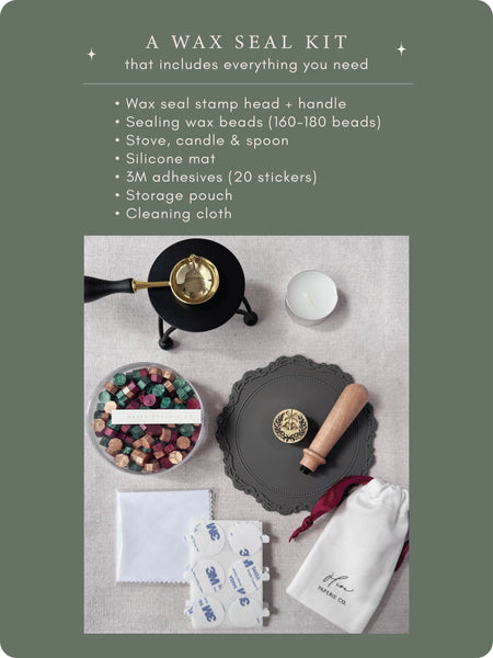 poster showing what the wax seal kit includes