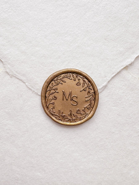 Floral Crown Monogram Wax Seal Stamp