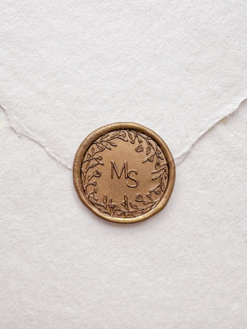 Floral Crown Monogram Wax Seal Stamp