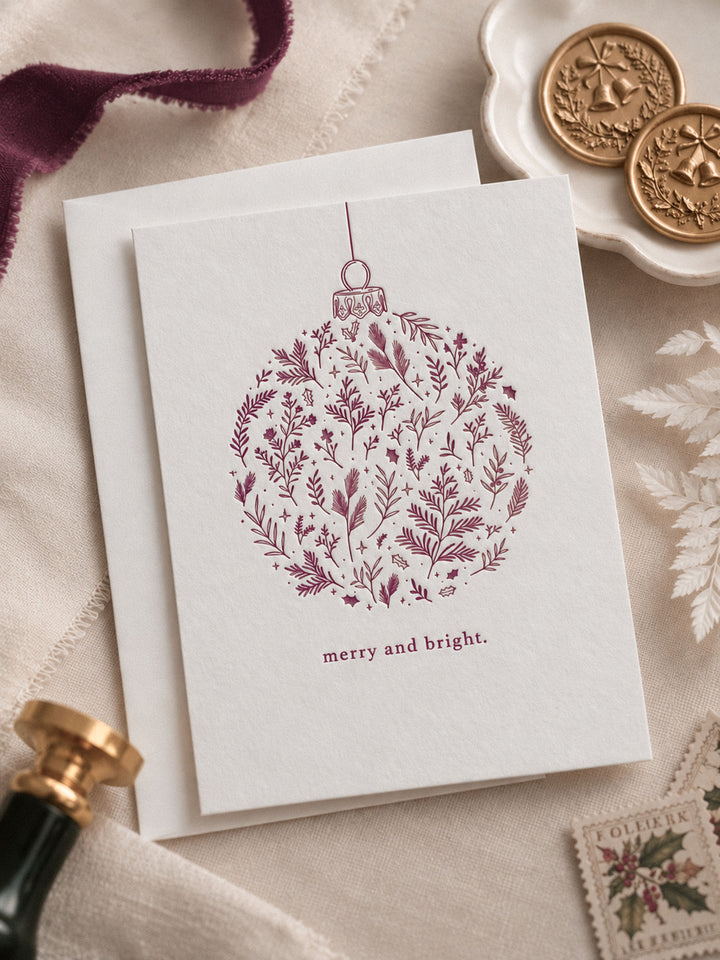 Botanical Ornament Letterpress Christmas Cards