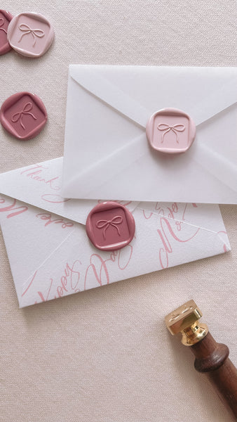 𝗡𝗘𝗪 ⋆ 3D Hand-drawn Bow Square Wax Stamp