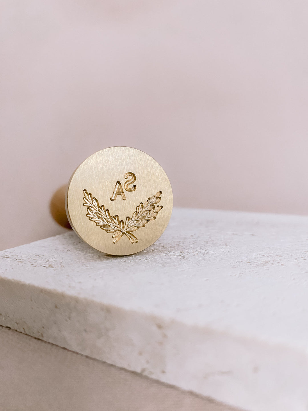 Leaf wreath design monogram custom wax seal brass stamp head