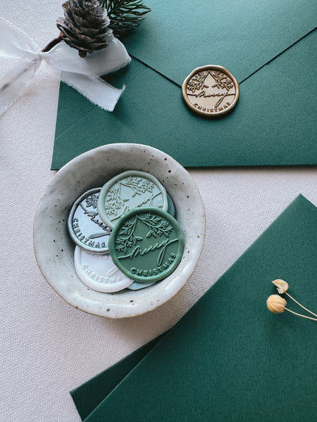 Merry Christmas wax seals and Christmas card envelopes