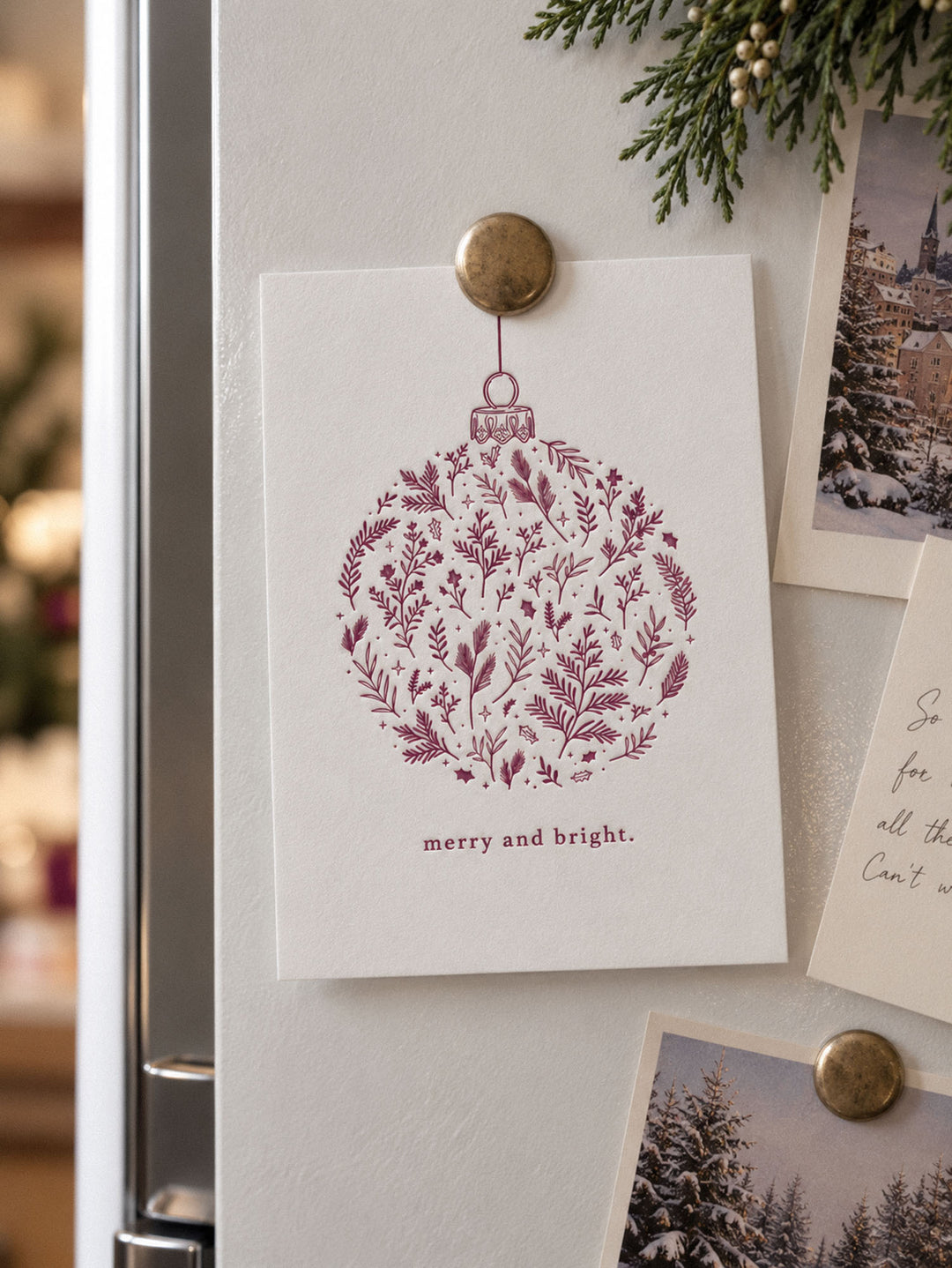 Botanical Ornament Letterpress Christmas Cards