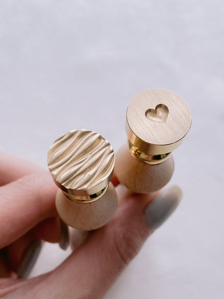 3D engraved mini waves and mini heart wax seal brass stamp head