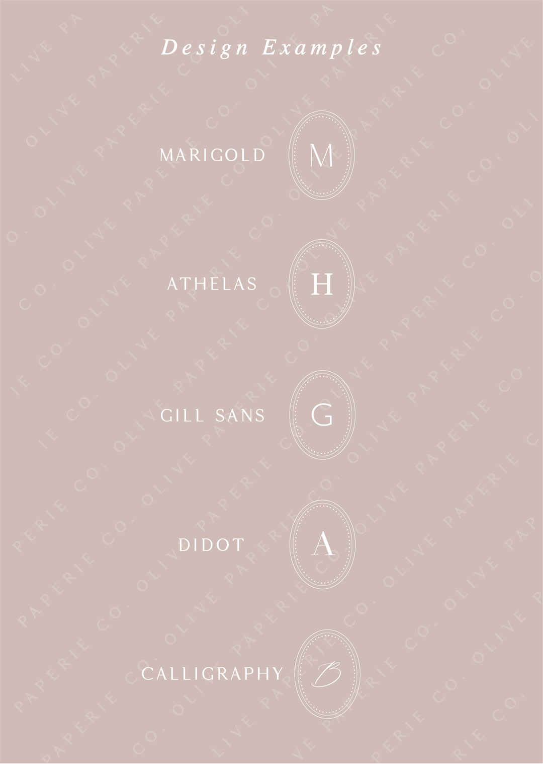 Personalized monogram wax seal stickers design examples featuring custom initials in different fonts