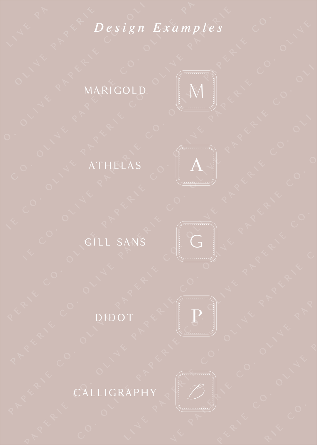 Personalized monogram wax seal stickers design examples featuring custom initials in different fonts