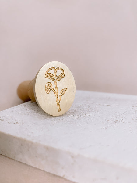 Oval flower wax seal brass stamp head