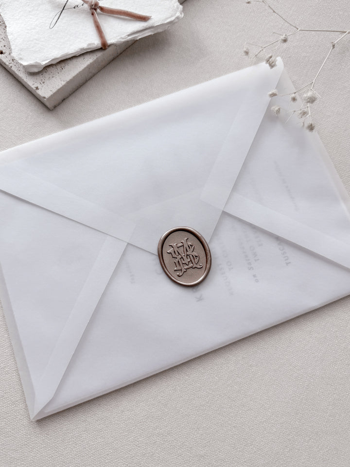 Oval Vintage Monogram Wax Seal Stickers