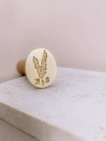 Rosemary leaf monogram wax seal brass stamp head