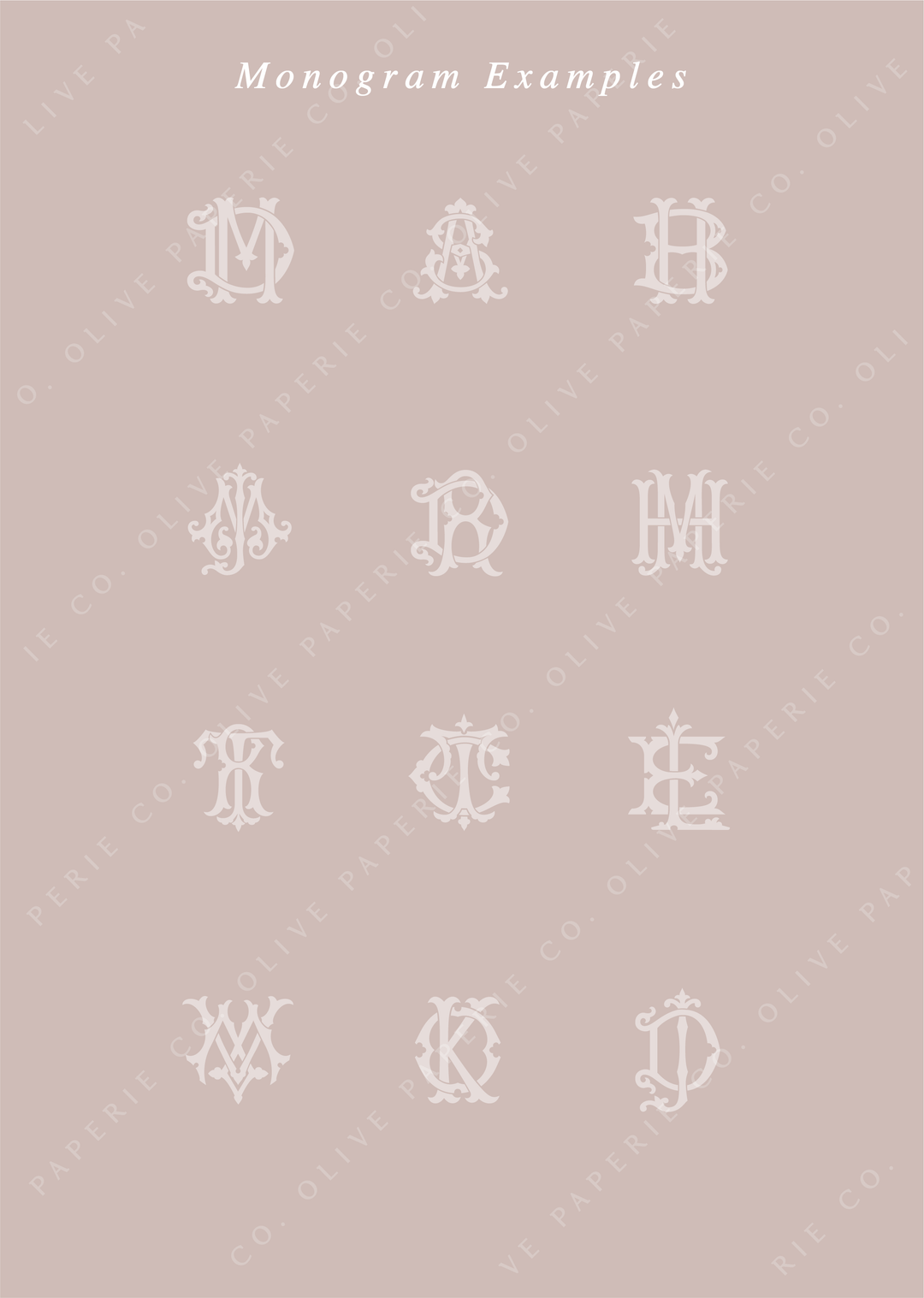 Vintage interlocked monogram wax seal initials examples