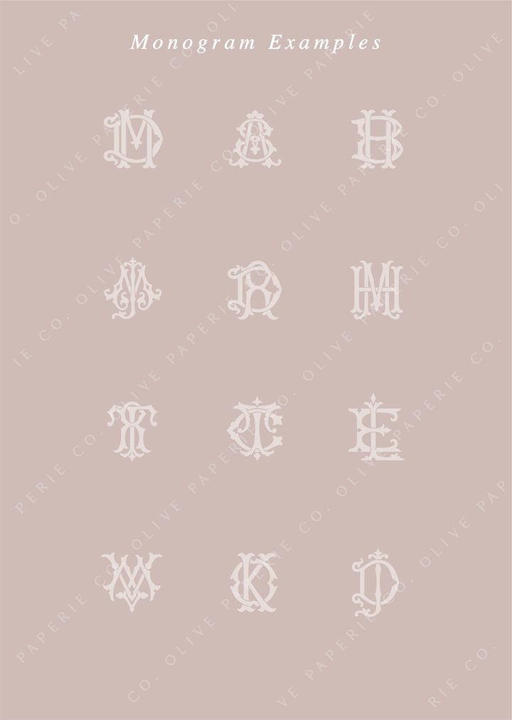 Vintage interlocked monogram wax seal initials examples