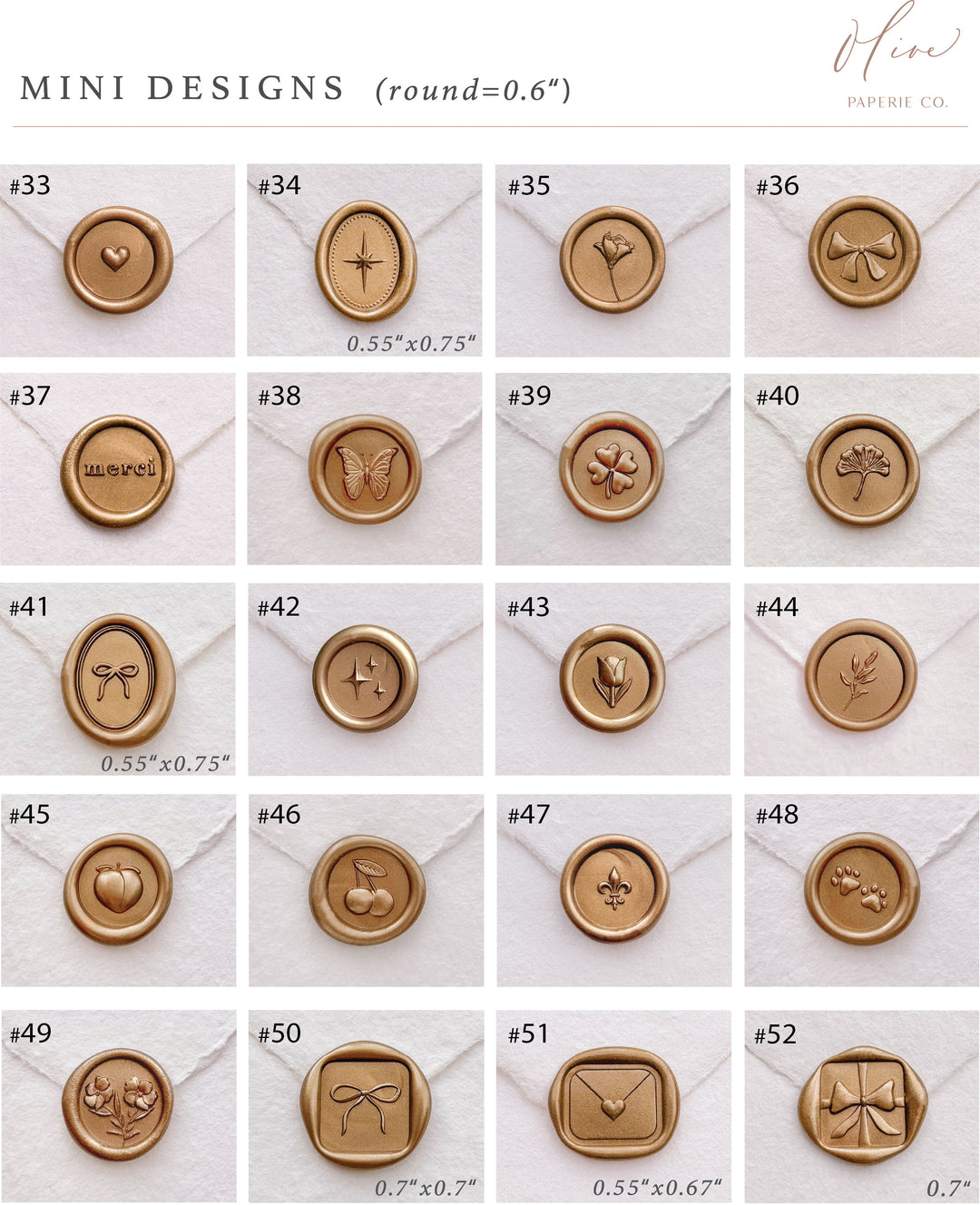 mini wax seal stamp design options for our wax seal kit 