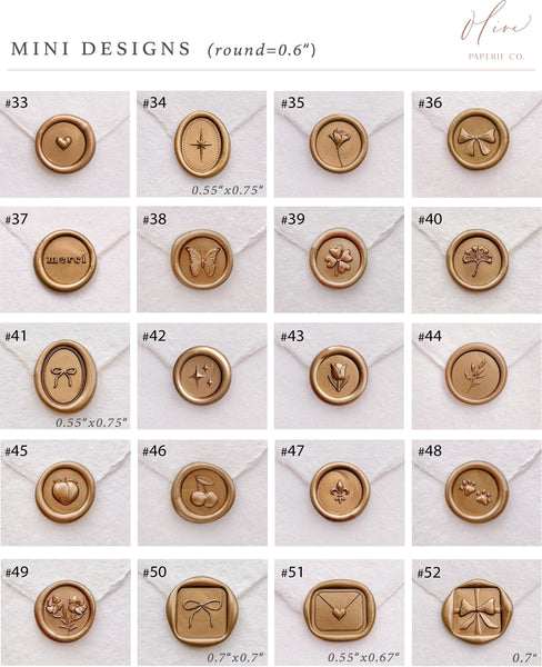 mini wax seal stamp design options for our wax seal kit 