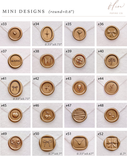 Mini wax seal stamp design options for our wax seal kit 
