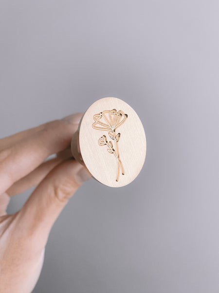 Abstract floral design oval wax seal brass stamp head